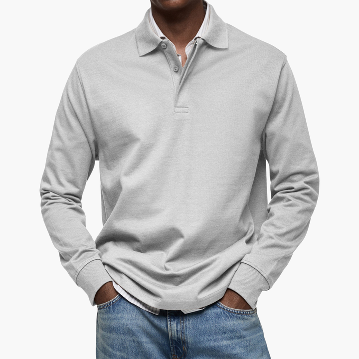 Men's Long Sleeve Regular Fit Casual Polo Shirt