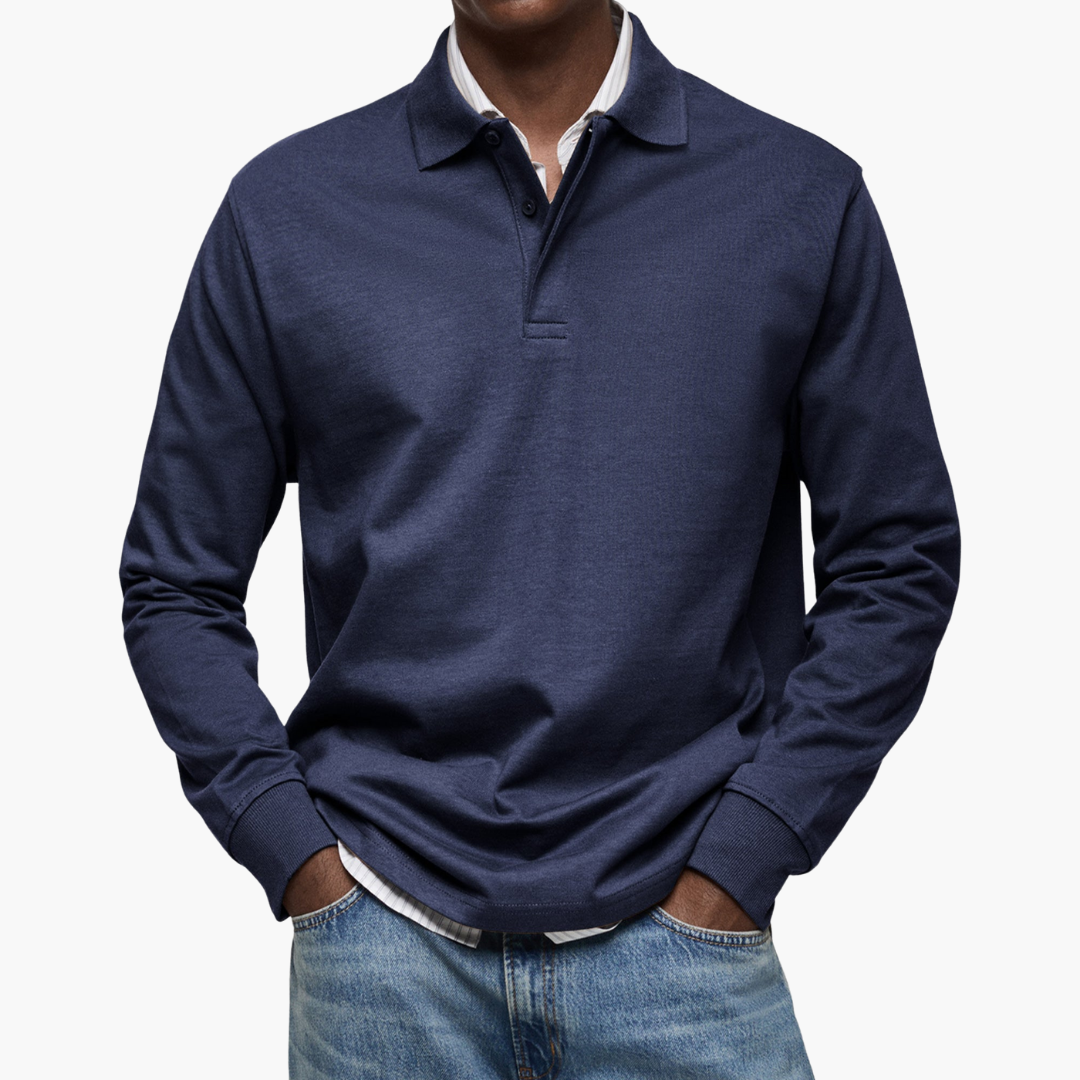 Men's Long Sleeve Regular Fit Casual Polo Shirt