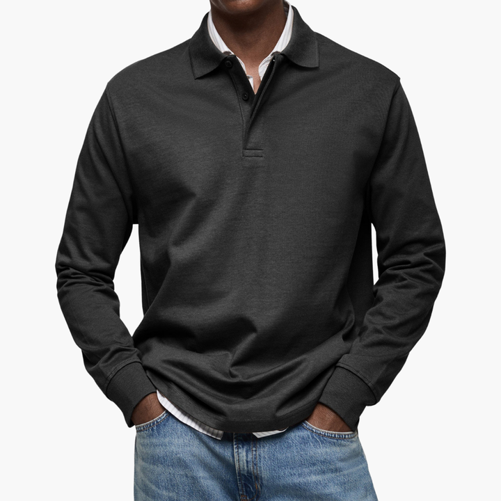 Men's Long Sleeve Regular Fit Casual Polo Shirt
