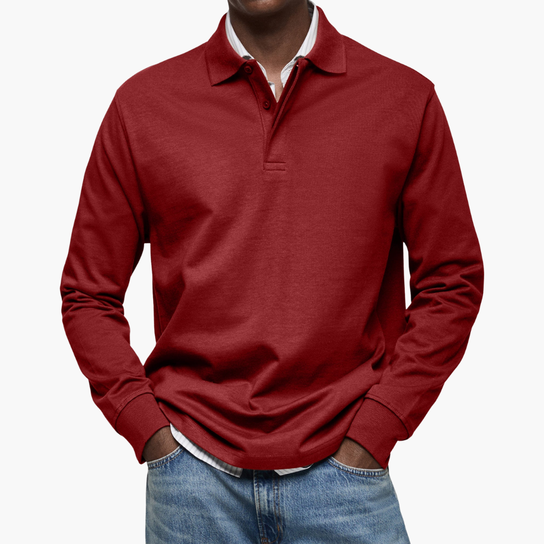 Men's Long Sleeve Regular Fit Casual Polo Shirt