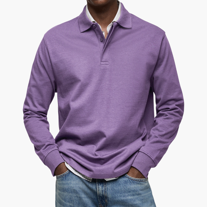 Men's Long Sleeve Regular Fit Casual Polo Shirt