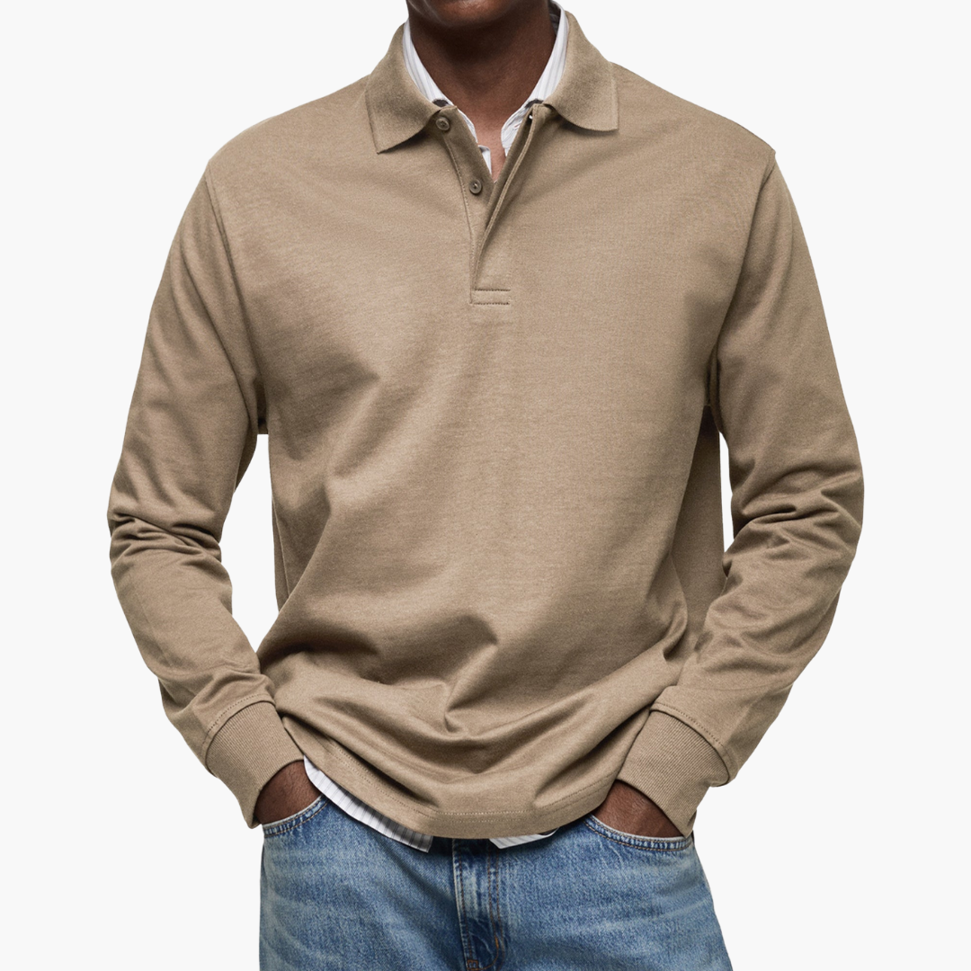 Men's Long Sleeve Regular Fit Casual Polo Shirt