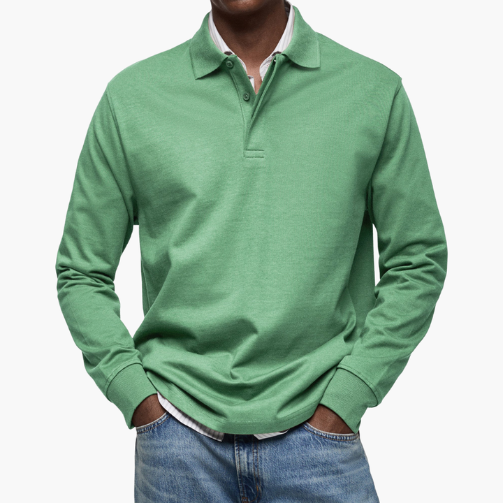Men's Long Sleeve Regular Fit Casual Polo Shirt