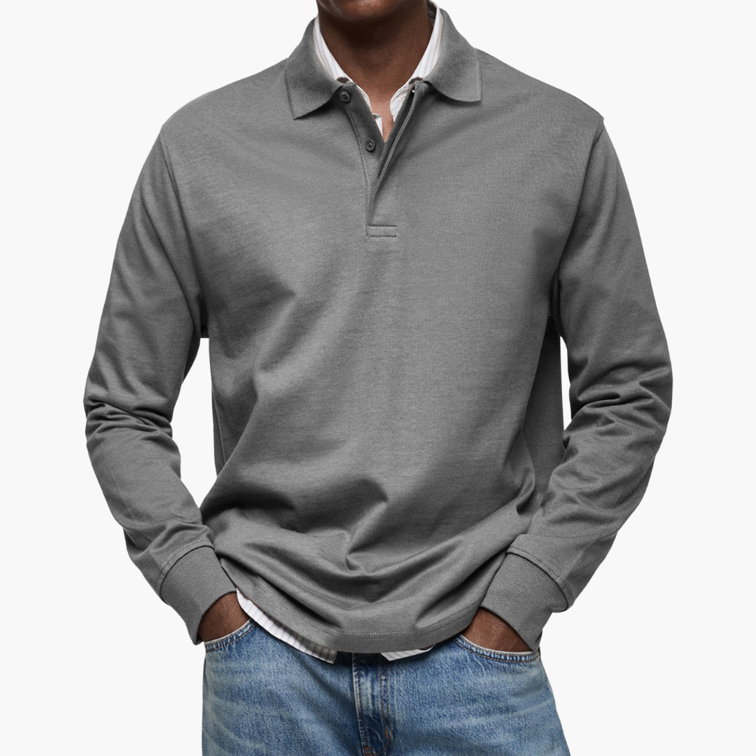 Men's Long Sleeve Regular Fit Casual Polo Shirt