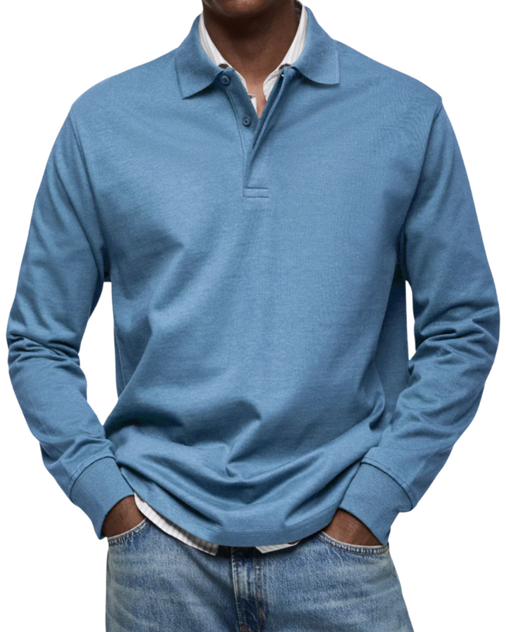 Men's Long Sleeve Regular Fit Casual Polo Shirt