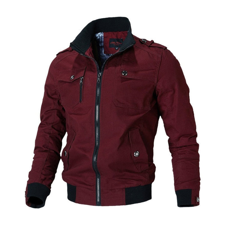 Men's Military Ribbed-Cuff Full-Zip Epaulet Bomber Jacket