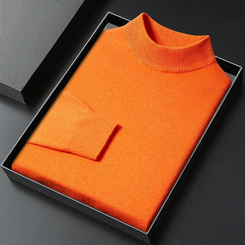 Men's Mock Neck Ribbed Collar Knit Pullover Sweater