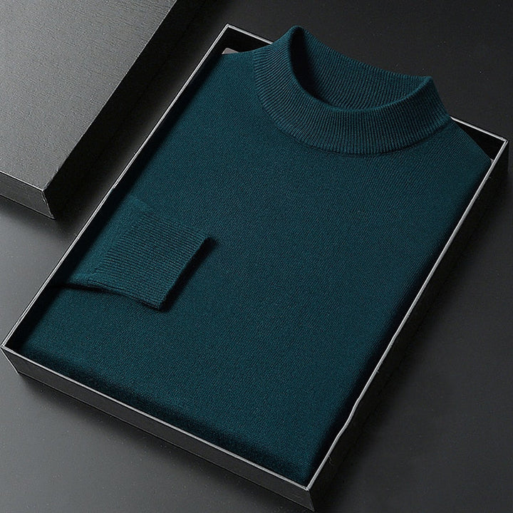Men's Mock Neck Ribbed Collar Knit Pullover Sweater