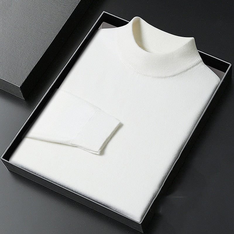 Men's Mock Neck Ribbed Collar Knit Pullover Sweater