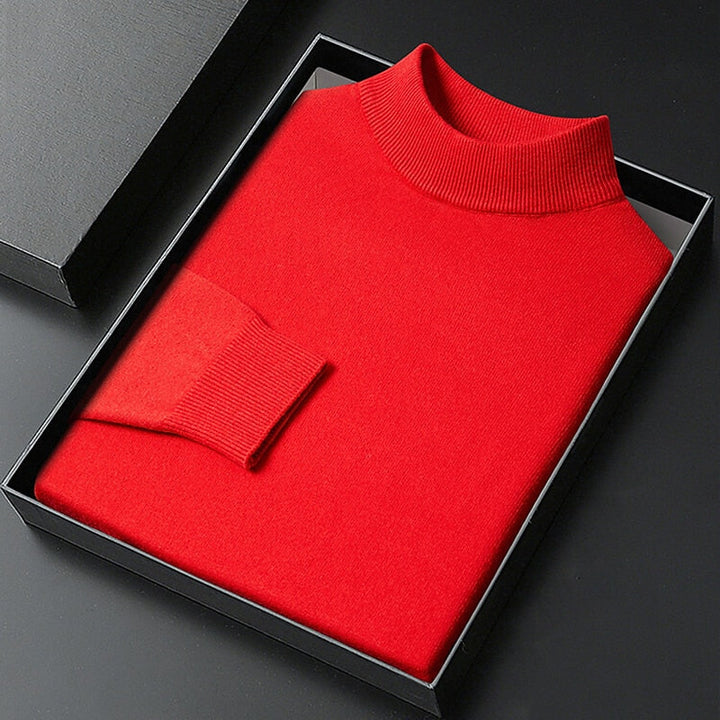 Men's Mock Neck Ribbed Collar Knit Pullover Sweater