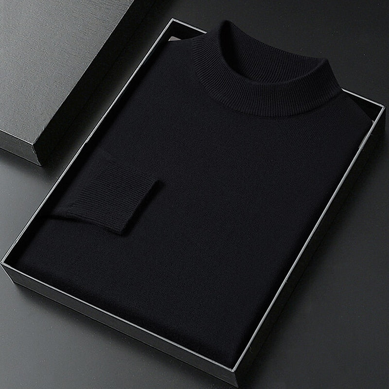 Men's Mock Neck Ribbed Collar Knit Pullover Sweater