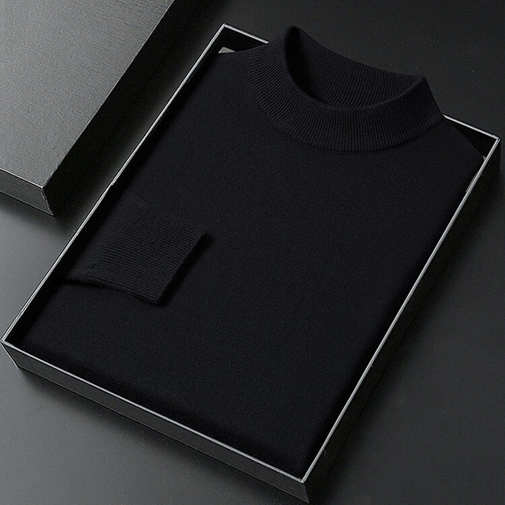 Men's Mock Neck Ribbed Collar Knit Pullover Sweater