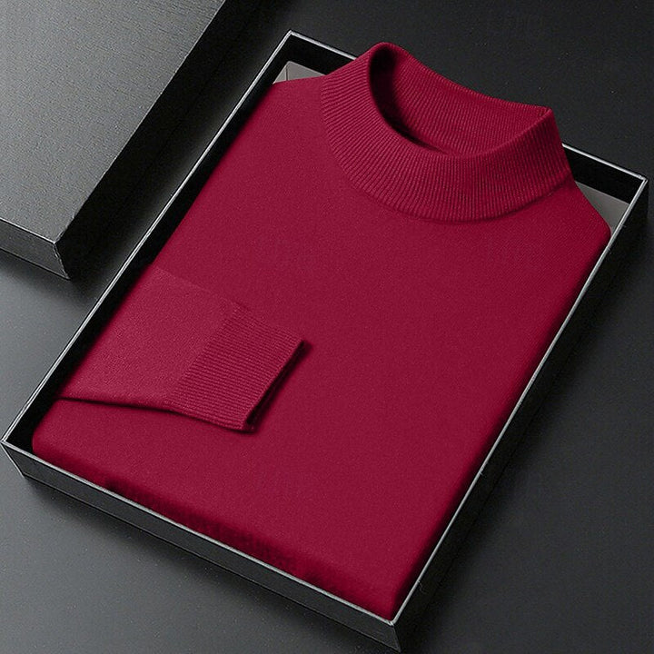 Men's Mock Neck Ribbed Collar Knit Pullover Sweater