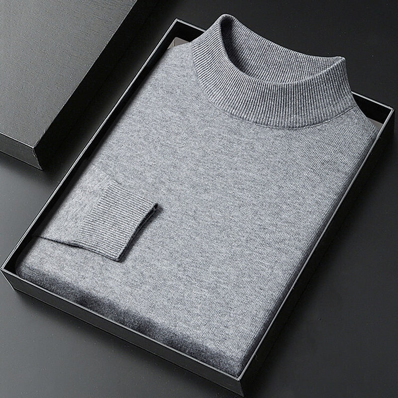Men's Mock Neck Ribbed Collar Knit Pullover Sweater