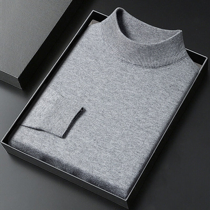 Men's Mock Neck Ribbed Collar Knit Pullover Sweater