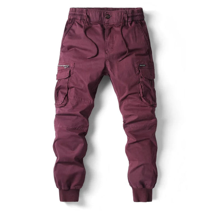 Men's Multi-Pocket Cargo Jogger Pants Tapered Drawstring Fit