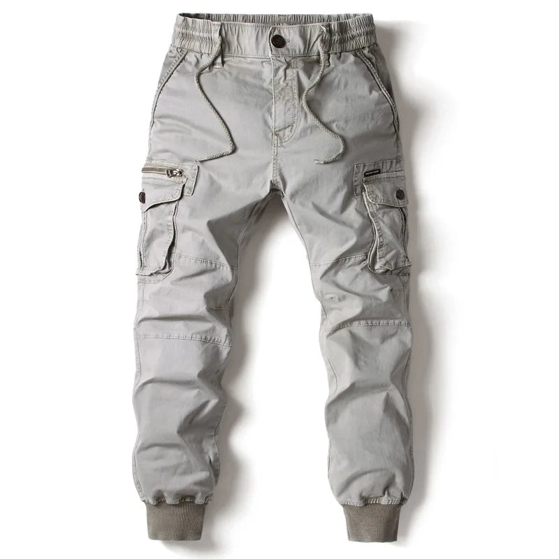 Men's Multi-Pocket Cargo Jogger Pants Tapered Drawstring Fit