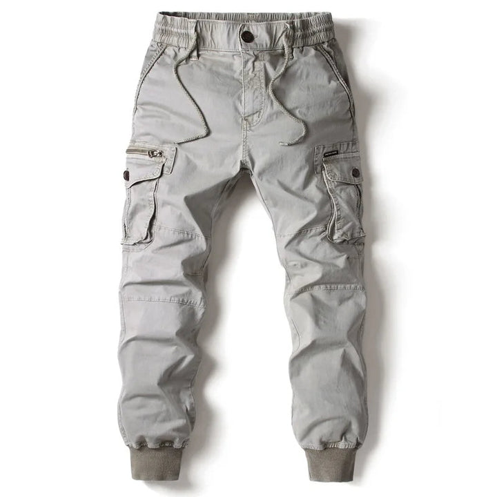 Men's Multi-Pocket Cargo Jogger Pants Tapered Drawstring Fit