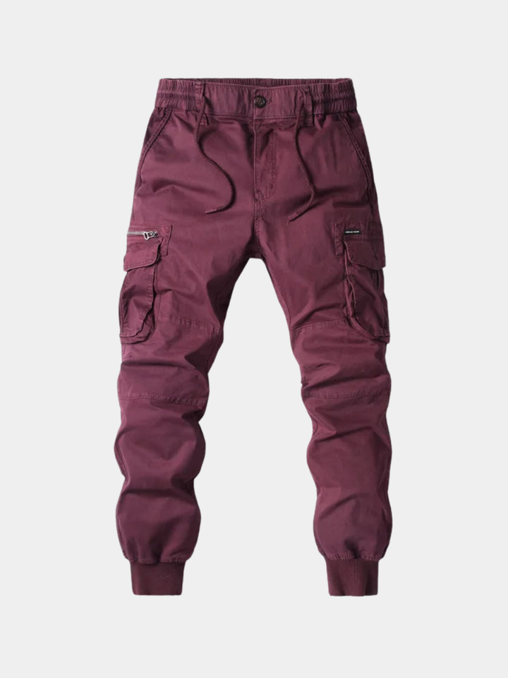 Men's Multi-Pocket Cargo Jogger Pants Tapered Drawstring Fit