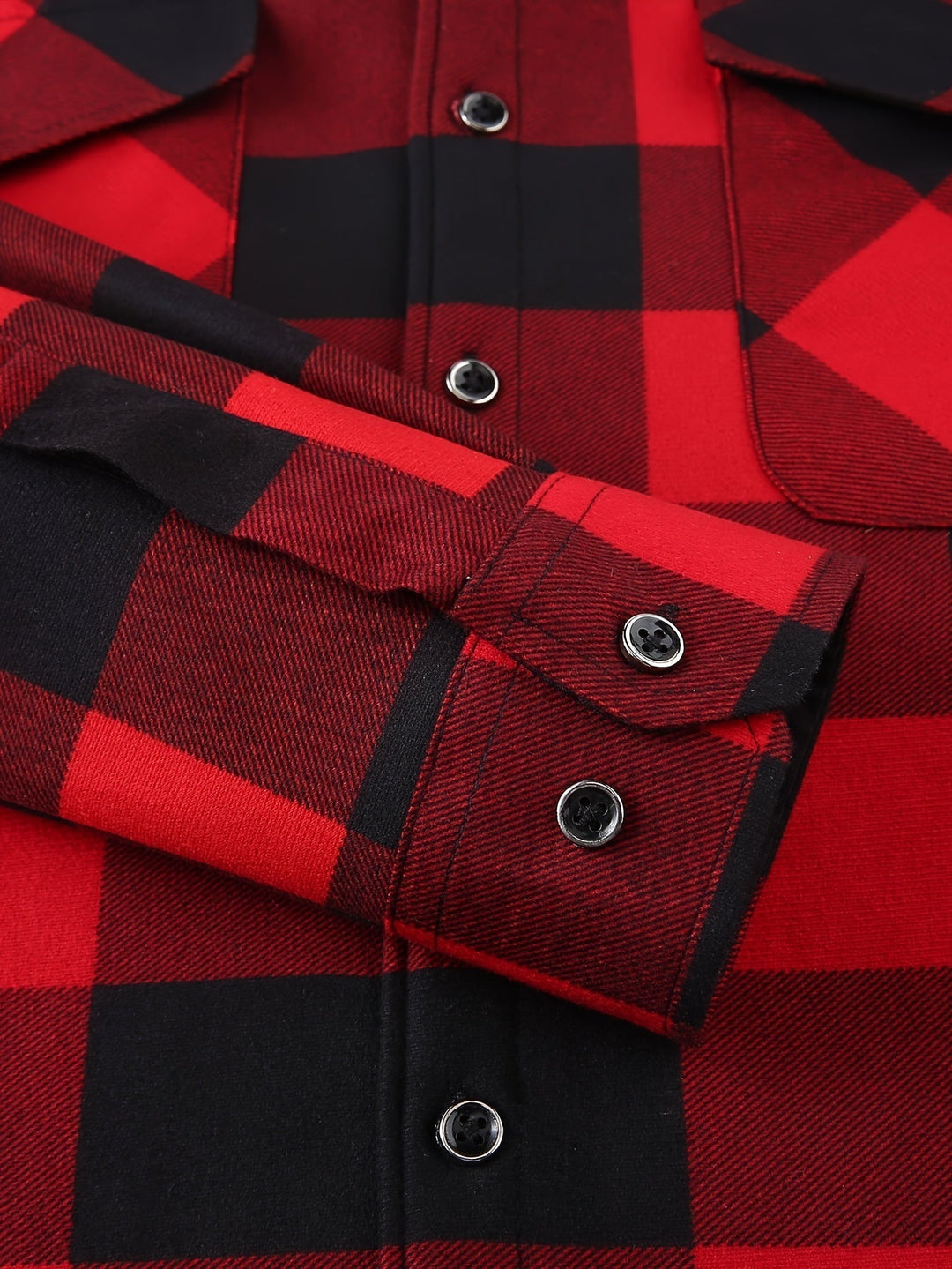 Men's Plaid Hooded Lined Fall Shacket Shirt Jacket
