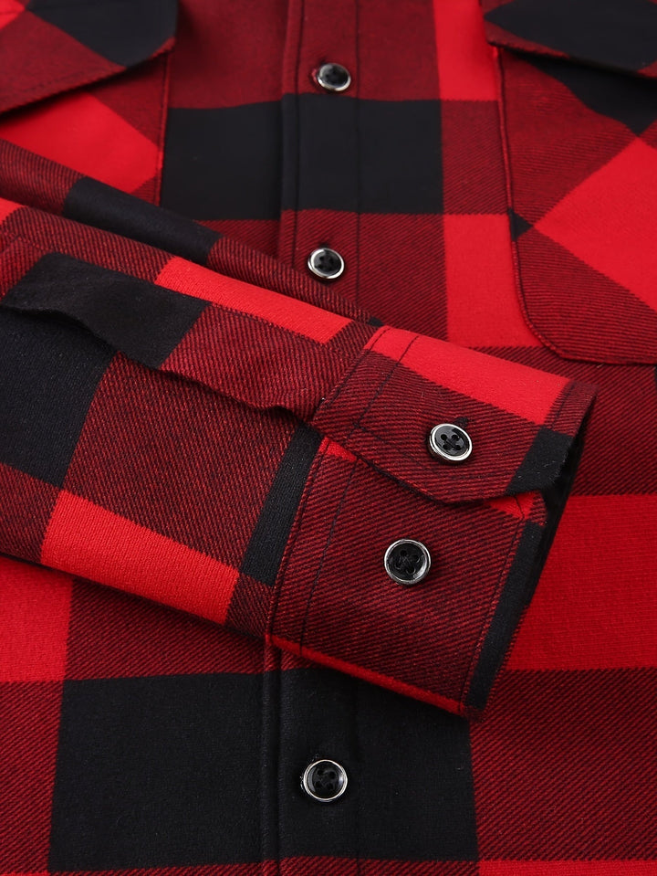 Men's Plaid Hooded Lined Fall Shacket Shirt Jacket
