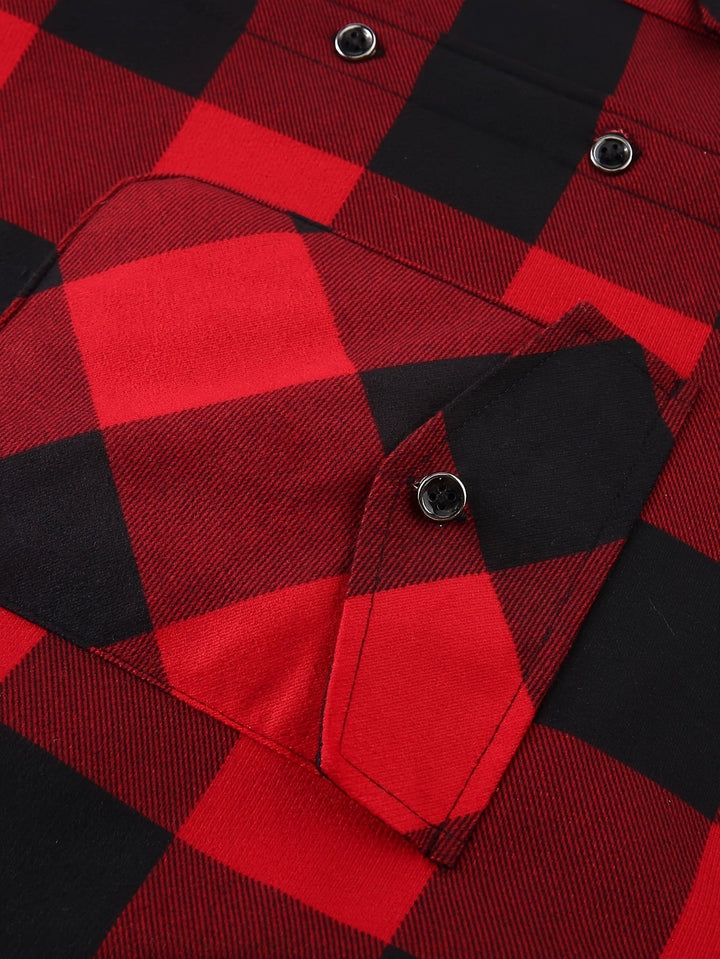 Men's Plaid Hooded Lined Fall Shacket Shirt Jacket