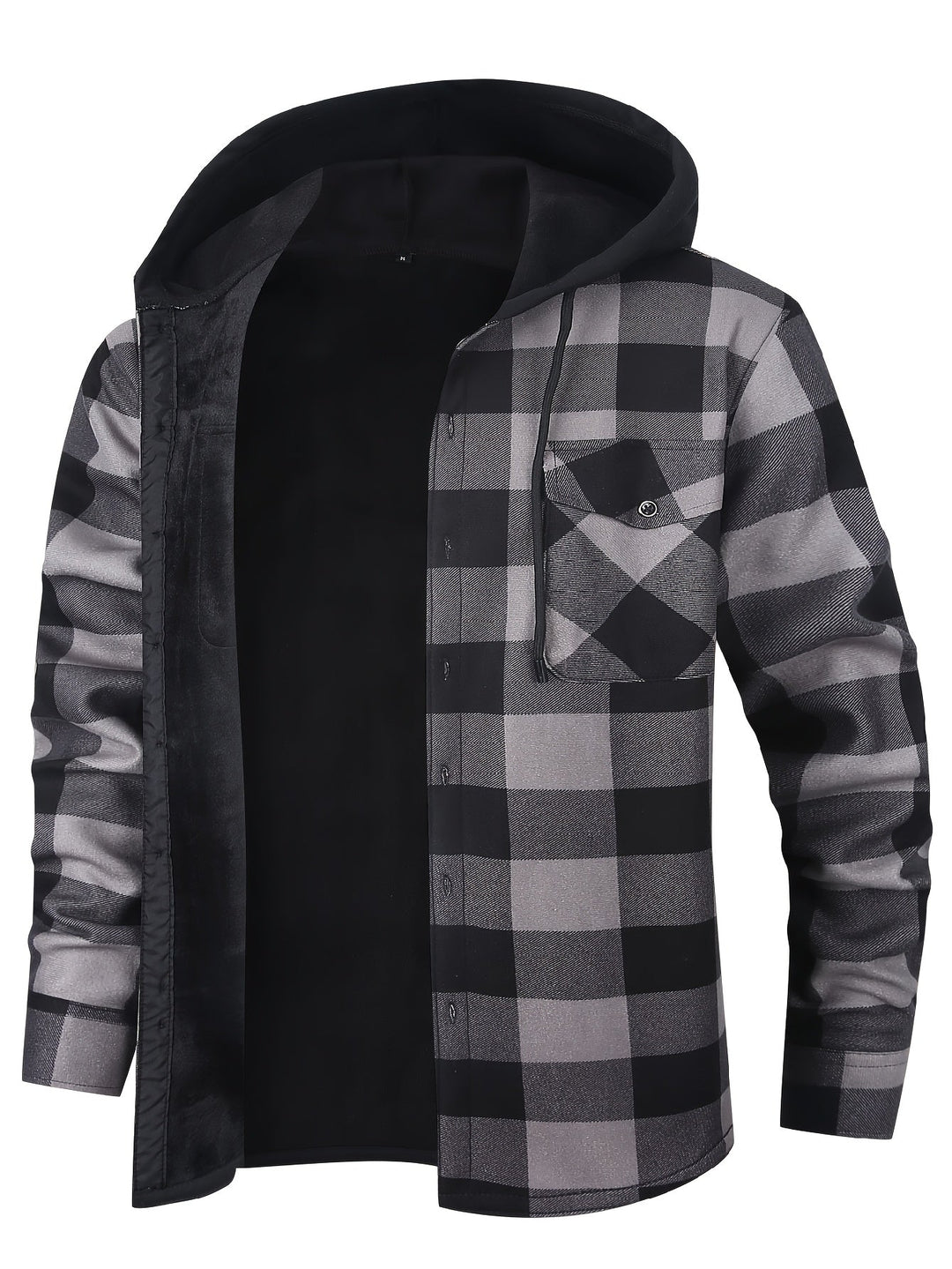 Men's Plaid Hooded Lined Fall Shacket Shirt Jacket