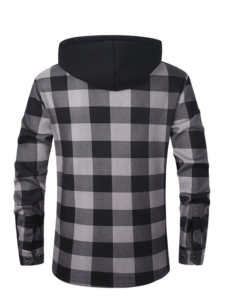 Men's Plaid Hooded Lined Fall Shacket Shirt Jacket