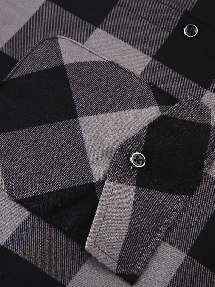 Men's Plaid Hooded Lined Fall Shacket Shirt Jacket
