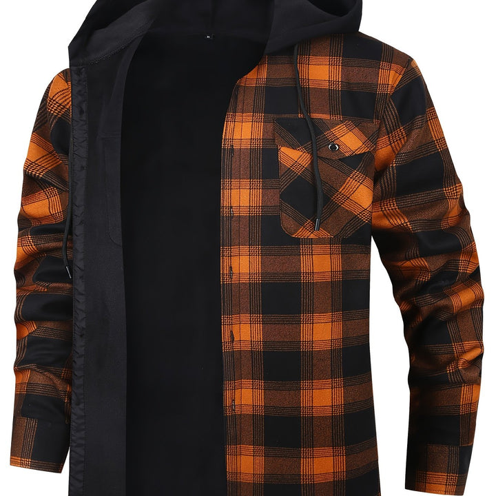 Men's Plaid Hooded Lined Fall Shacket Shirt Jacket