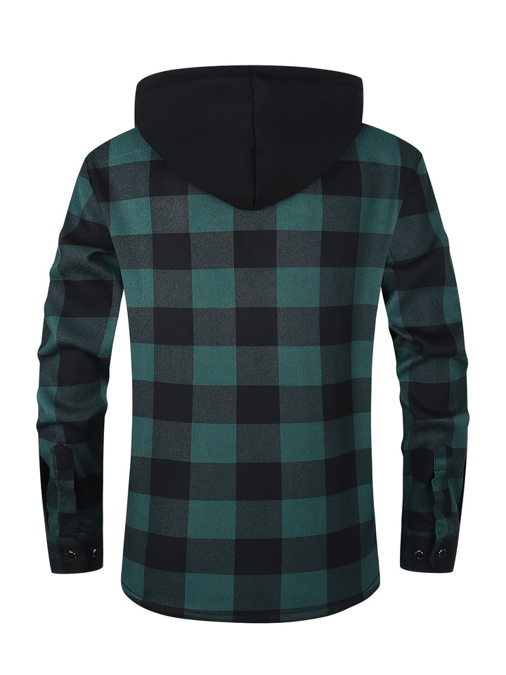 Men's Plaid Hooded Lined Fall Shacket Shirt Jacket