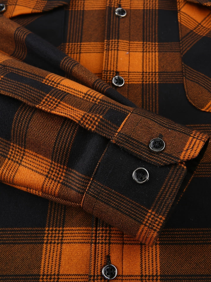 Men's Plaid Hooded Lined Fall Shacket Shirt Jacket