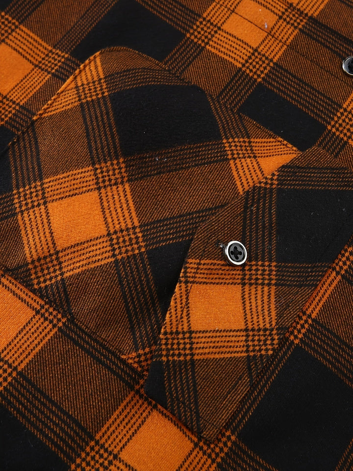 Men's Plaid Hooded Lined Fall Shacket Shirt Jacket