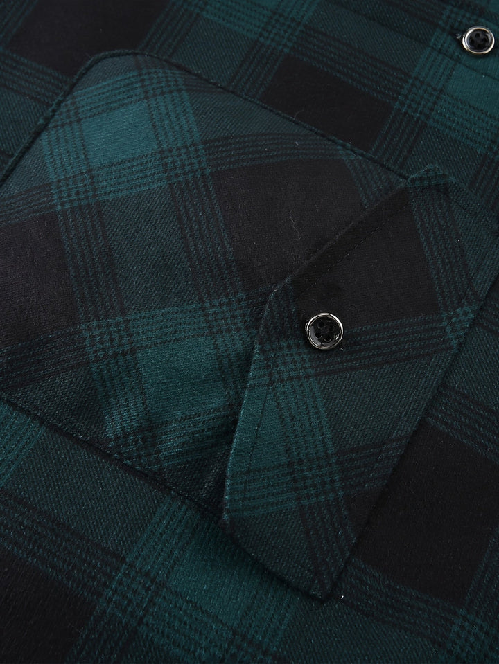 Men's Plaid Hooded Lined Fall Shacket Shirt Jacket