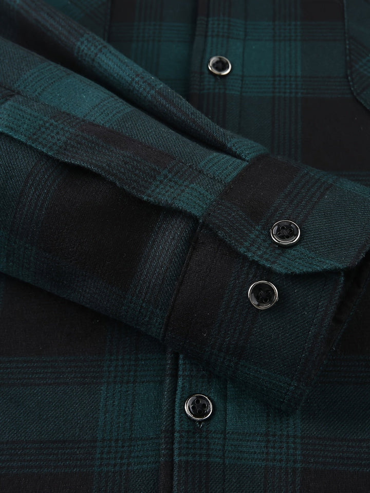 Men's Plaid Hooded Lined Fall Shacket Shirt Jacket