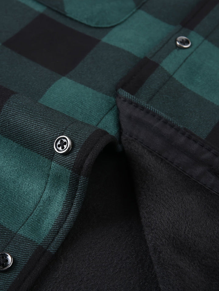 Men's Plaid Hooded Lined Fall Shacket Shirt Jacket