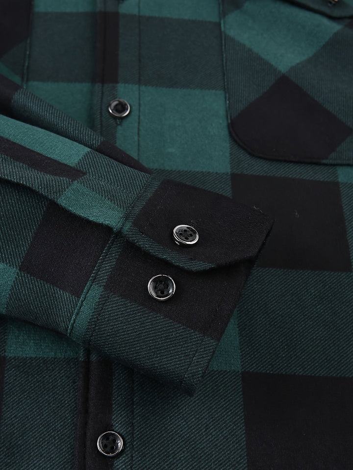 Men's Plaid Hooded Lined Fall Shacket Shirt Jacket