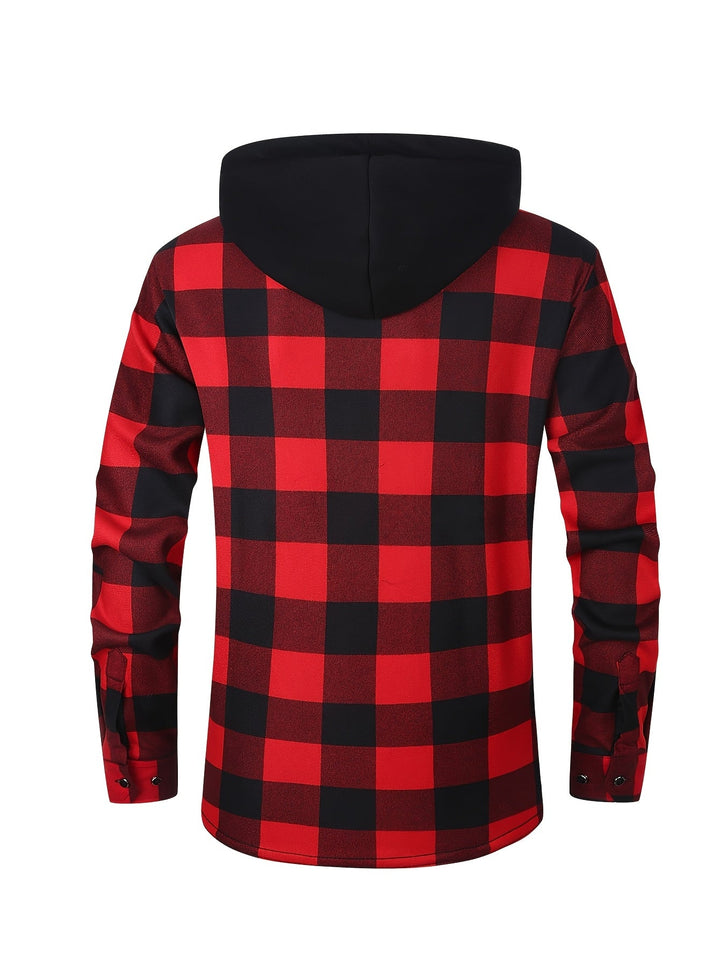 Men's Plaid Hooded Lined Fall Shacket Shirt Jacket
