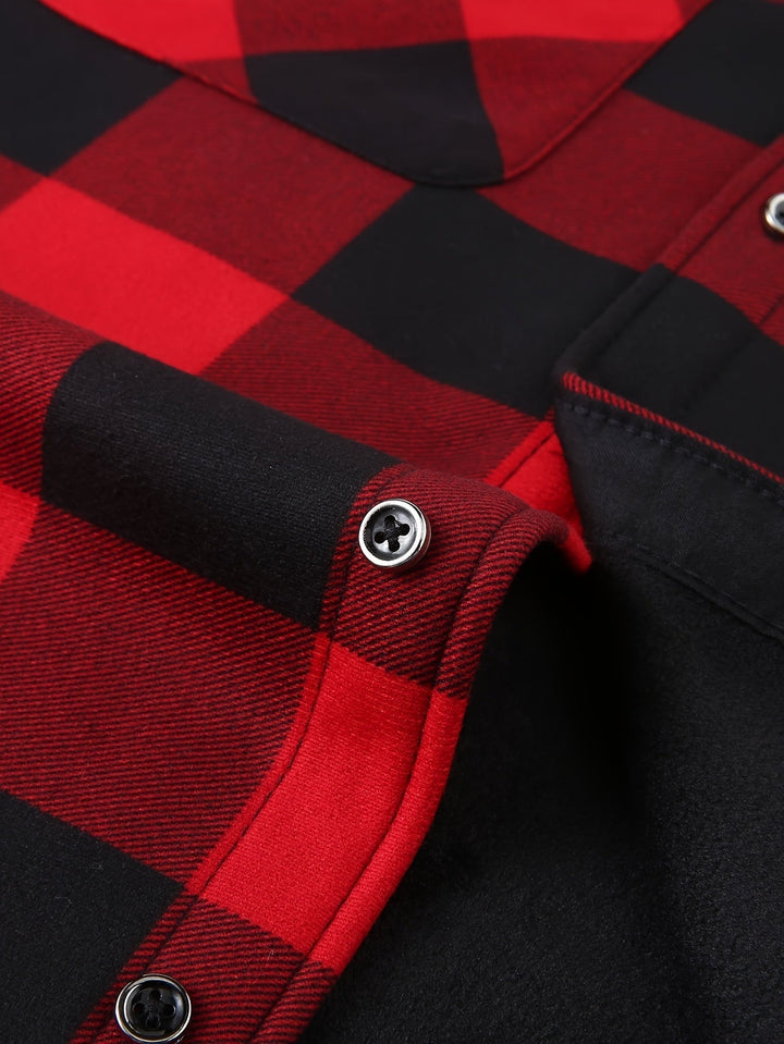 Men's Plaid Hooded Lined Fall Shacket Shirt Jacket