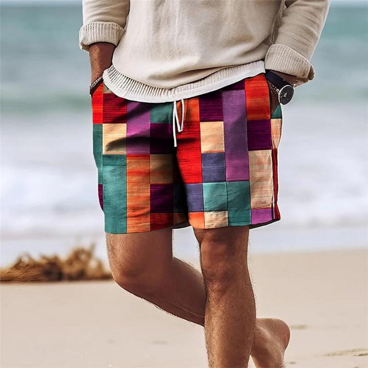 Men's Printed Board Shorts Quick-Dry Drawstring Side Pockets