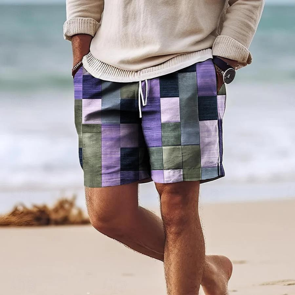 Men's Printed Board Shorts Quick-Dry Drawstring Side Pockets