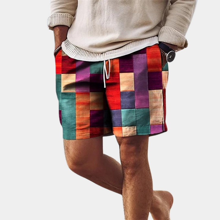 Men's Printed Board Shorts Quick-Dry Drawstring Side Pockets