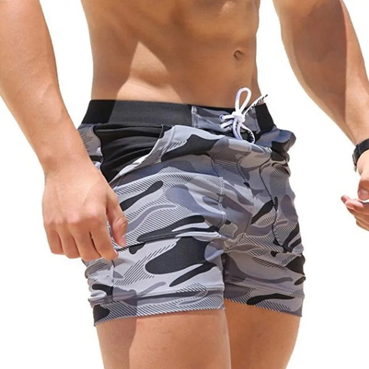 Men's Printed Swim Shorts Quick-Dry Drawstring Summer Beach