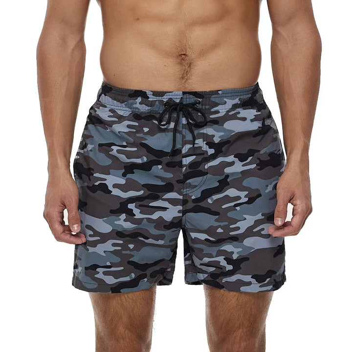Men's Printed Swim Shorts, Quick-Dry Drawstring Trunks with Pockets