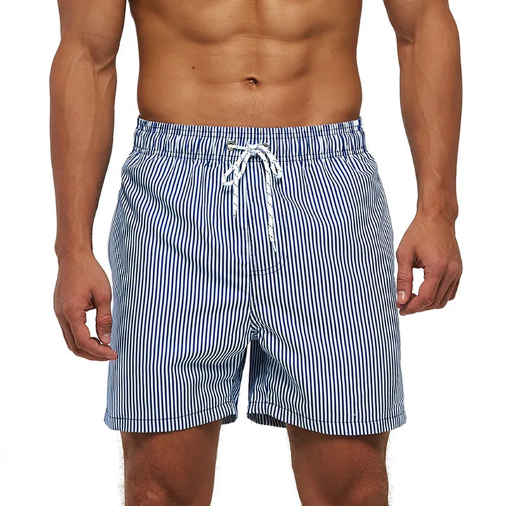 Men's Printed Swim Shorts, Quick-Dry Drawstring Trunks with Pockets