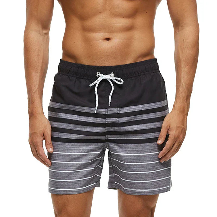Men's Printed Swim Shorts, Quick-Dry Drawstring Trunks with Pockets