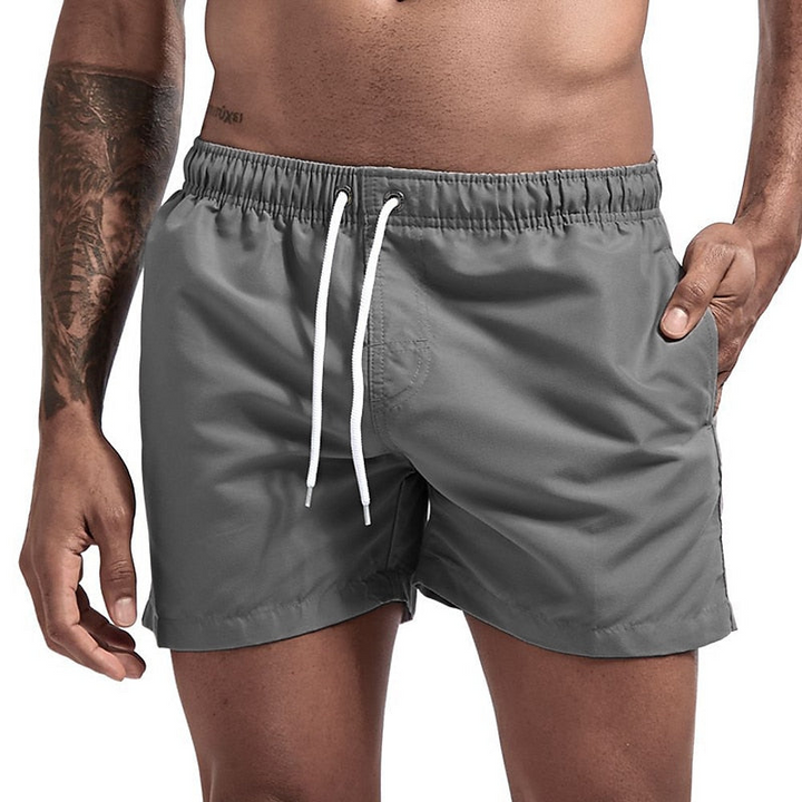 Men's Quick Dry Swim Shorts with Drawstring Waist and Liner