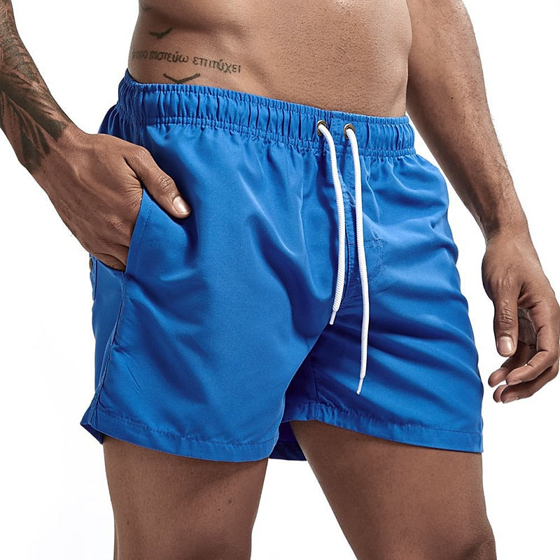 Men's Quick Dry Swim Shorts with Drawstring Waist and Liner