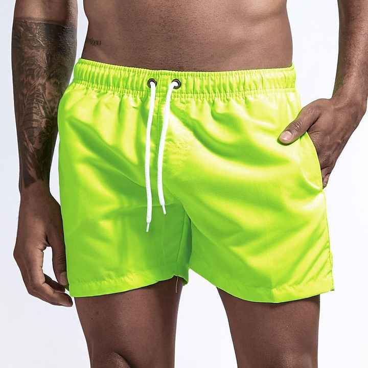 Men's Quick Dry Swim Shorts with Drawstring Waist and Liner