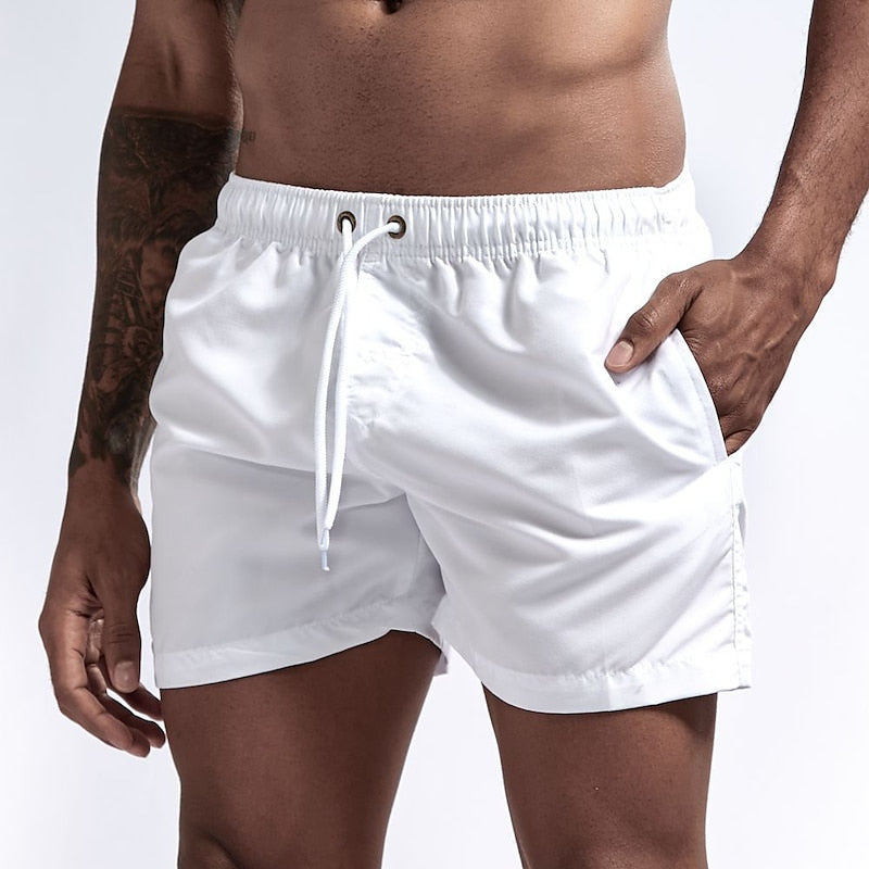 Men's Quick Dry Swim Shorts with Drawstring Waist and Liner